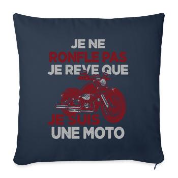 Je Ne Ronfle Pas Je Rêve Que Je Suis Une Moto - Housse de coussin décorative 45 x 45 cm - bleu marine - Devant