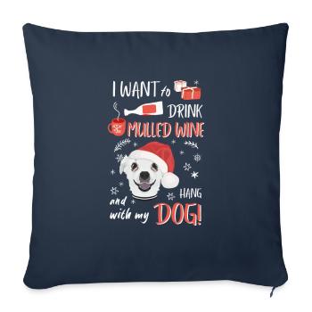Chihuahua vin chaud Noël - Housse de coussin décorative 45 x 45 cm - bleu marine - Devant
