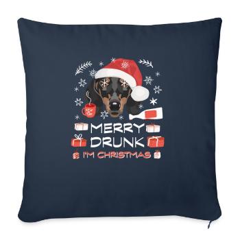 Dachshund Christmas Market - Sofa pillowcase 17,3'' x 17,3'' (45 x 45 cm) - navy - Front