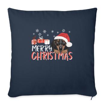 Dachshund Merry Christmas - Sofa pillowcase 17,3'' x 17,3'' (45 x 45 cm) - navy - Front