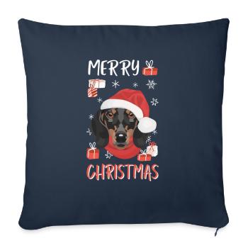 Dachshund Merry Christmas - Sofa pillowcase 17,3'' x 17,3'' (45 x 45 cm) - navy - Front