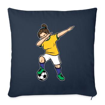 Dabbing Footballeuse Filles Brésil Football - Housse de coussin décorative 45 x 45 cm - bleu marine - Devant