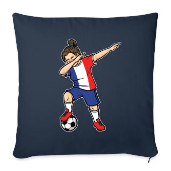 Dabbing Footballeuse Filles France Football - Housse de coussin décorative 45 x 45 cm - bleu marine - Devant