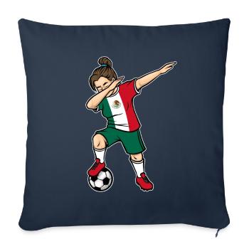 Dabbing Joueur de football filles Mexique Soccer - Housse de coussin décorative 45 x 45 cm - bleu marine - Devant