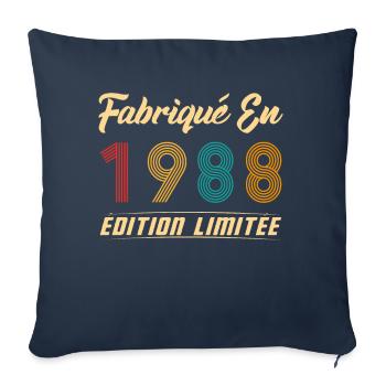 Fabriqué en 1988 Vintage Cadeau D'anniversaire - Housse de coussin décorative 45 x 45 cm - bleu marine - Devant