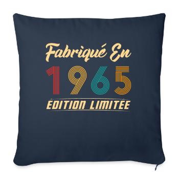 Fabriqué en 1965 Vintage Cadeau D'anniversaire - Housse de coussin décorative 45 x 45 cm - bleu marine - Devant