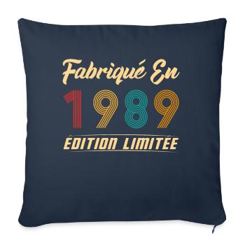 Fabriqué en 1989 Vintage Cadeau D'anniversaire - Housse de coussin décorative 45 x 45 cm - bleu marine - Devant