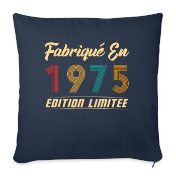 Fabriqué en 1975 Vintage cadeau d'anniversaire - Housse de coussin décorative 45 x 45 cm - bleu marine - Devant