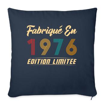 Fabriqué en 1976 Vintage Cadeau D'anniversaire - Housse de coussin décorative 45 x 45 cm - bleu marine - Devant