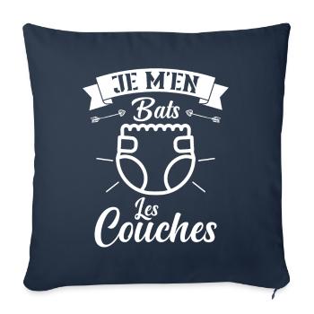 Je M'en Bats Les Couches Cadeau Body Fun Enceinte - Housse de coussin décorative 45 x 45 cm - bleu marine - Devant