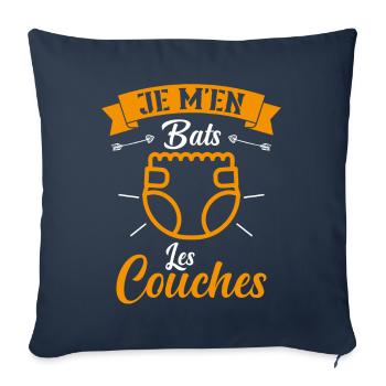 Je M'en Bats Les Couches Cadeau Body Fun Enceinte - Housse de coussin décorative 45 x 45 cm - bleu marine - Devant