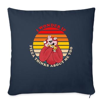 Je me demande si la pizza pense aussi à moi - Housse de coussin décorative 45 x 45 cm - bleu marine - Devant