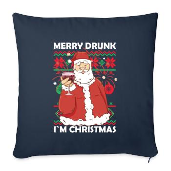 Merry Drunk Im Christmas Funny Santa Claus - Sofa pillowcase 17,3'' x 17,3'' (45 x 45 cm) - navy - Front