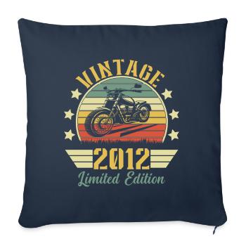 Vintage 2012 Rétro Moto Cadeau D'anniversaire - Housse de coussin décorative 45 x 45 cm - bleu marine - Devant