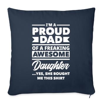 Papa Père Cadeau de la fête des pères - Housse de coussin décorative 45 x 45 cm - bleu marine - Devant