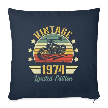 Vintage 1974 Retro Motorcycle Birthday Gift - Sofa pillowcase 17,3'' x 17,3'' (45 x 45 cm) - navy - Front