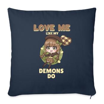 Aimez-moi comme mes démons est-ce que je mignonne fille d’anime - Housse de coussin décorative 45 x 45 cm - bleu marine - Devant