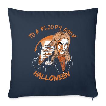 Halloween Vampire jeu de mots Dire Halloween - Housse de coussin décorative 45 x 45 cm - bleu marine - Devant