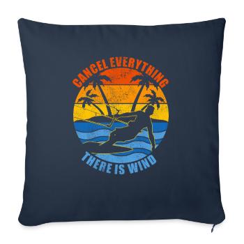 Cancel Everything There Is Wind Funny Kitesurfing - Sofa pillowcase 17,3'' x 17,3'' (45 x 45 cm) - navy - Front
