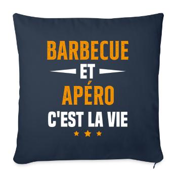 Barbecue et apéro c'est la vie vacances d'été - Housse de coussin décorative 45 x 45 cm - bleu marine - Devant