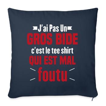 J'ai Pas Un Gros Bide Humour Cadeau - Housse de coussin décorative 45 x 45 cm - bleu marine - Devant