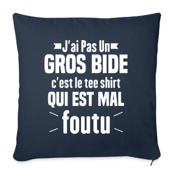 J'ai Pas Un Gros Bide Humour Cadeau - Housse de coussin décorative 45 x 45 cm - bleu marine - Devant