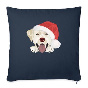Joyeux Noël Labrador - Housse de coussin décorative 45 x 45 cm - bleu marine - Devant