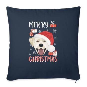 Joyeux Noël Labrador - Housse de coussin décorative 45 x 45 cm - bleu marine - Devant