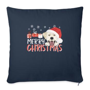 Joyeux Noël Labrador - Housse de coussin décorative 45 x 45 cm - bleu marine - Devant