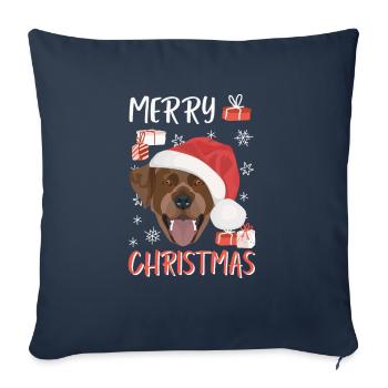 Joyeux Noël Labrador - Housse de coussin décorative 45 x 45 cm - bleu marine - Devant