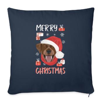 Joyeux Noël Labrador - Housse de coussin décorative 45 x 45 cm - bleu marine - Devant