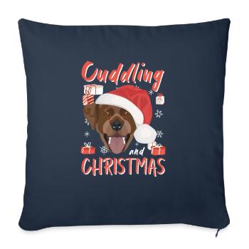 Joyeux Noël Labrador - Housse de coussin décorative 45 x 45 cm - bleu marine - Devant