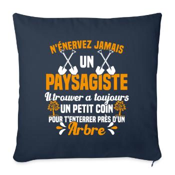 Paysagiste et jardinier cadeau humour - Housse de coussin décorative 45 x 45 cm - bleu marine - Devant