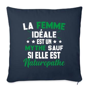 La femme idéale est un mythe sauf naturopathe - Housse de coussin décorative 45 x 45 cm - bleu marine - Devant