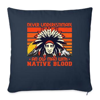 Never Underestimate Native American Old Man - Sofa pillowcase 17,3'' x 17,3'' (45 x 45 cm) - navy - Front