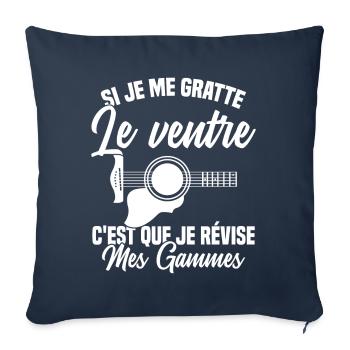 Si je me gratte le ventre humour guitariste - Housse de coussin décorative 45 x 45 cm - bleu marine - Devant
