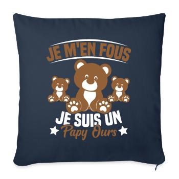 Je m en fous je suis un Papy ours Grand père - Housse de coussin décorative 45 x 45 cm - bleu marine - Devant