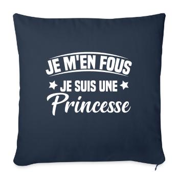 je m'en fou je suis une princesse - Housse de coussin décorative 45 x 45 cm - bleu marine - Devant