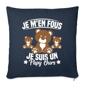 Je m en fous je suis un Papy ours Grand père - Housse de coussin décorative 45 x 45 cm - bleu marine - Devant