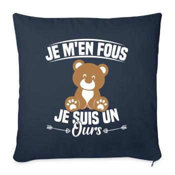 Je M'en Fous Je Suis Un Ours - Housse de coussin décorative 45 x 45 cm - bleu marine - Devant