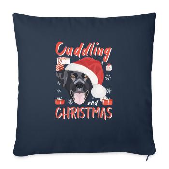 Joyeux Noël Labrador - Housse de coussin décorative 45 x 45 cm - bleu marine - Devant