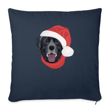 Joyeux Noël Labrador - Housse de coussin décorative 45 x 45 cm - bleu marine - Devant