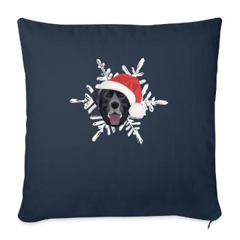 Joyeux Noël Labrador - Housse de coussin décorative 45 x 45 cm - bleu marine - Devant
