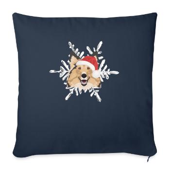 Shetland Sheepdog Merry Christmas - Sofa pillowcase 17,3'' x 17,3'' (45 x 45 cm) - navy - Front
