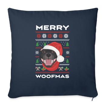 Staffordshire Bull Terrier Joyeux Noël - Housse de coussin décorative 45 x 45 cm - bleu marine - Devant