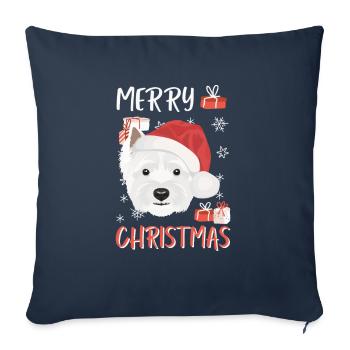 West Highland Terrier Joyeux Noël - Housse de coussin décorative 45 x 45 cm - bleu marine - Devant