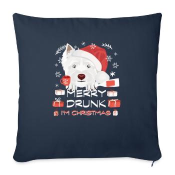 Marché de Noël West Highland Terrier - Housse de coussin décorative 45 x 45 cm - bleu marine - Devant