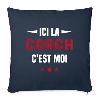 Ici La Coach C'est moi - Housse de coussin décorative 45 x 45 cm - bleu marine - Devant