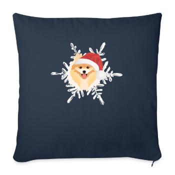 Joyeux Noël de Poméranie - Housse de coussin décorative 45 x 45 cm - bleu marine - Devant