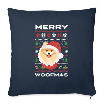 Joyeux Noël de Poméranie - Housse de coussin décorative 45 x 45 cm - bleu marine - Devant